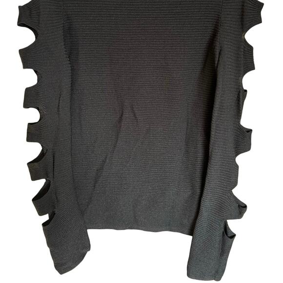 Skull Cashmere Tyrone Slash Crewneck Sweater Cutout Sleeves Black Size Medium - Picture 5 of 11